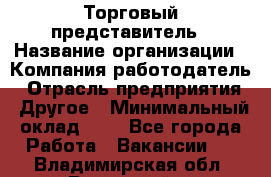 Торговый представитель › Название организации ­ Компания-работодатель › Отрасль предприятия ­ Другое › Минимальный оклад ­ 1 - Все города Работа » Вакансии   . Владимирская обл.,Радужный г.